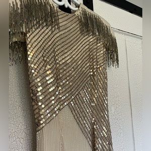 Vintage cream sequin full-length party dress
